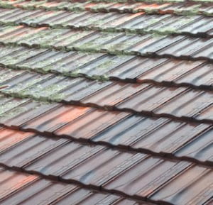 Pressure washed roof tiles